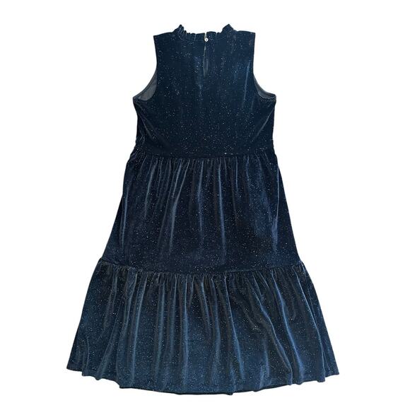 NWT J. Crew Black Velvet Sparkles Tiered Midi Dress Ruffles Women’s Size 6 NEW - Picture 2 of 15